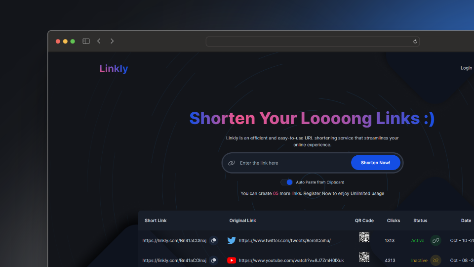 Linkly - An open-source URL shortener built with Astro